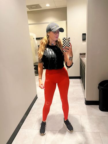 Customer photo review of Salty Savage Ladies "CHOOSING VIOLENCE TODAY" Cropped Muscle Tank | Black on Black