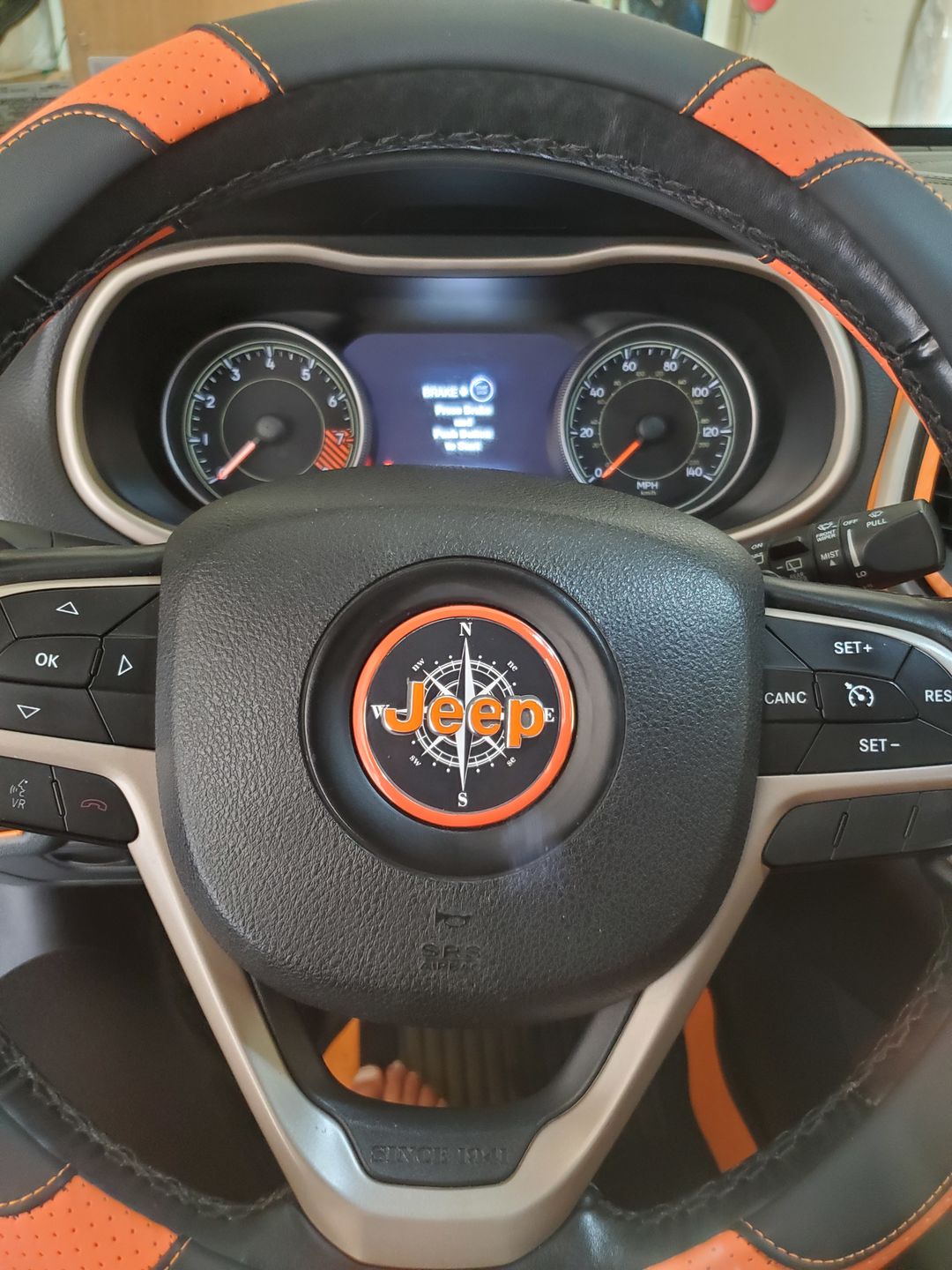 Customer photo review of Center Ring Steering Wheel Vinyl Overlay Cover for Jeep | Fits Jeep Models