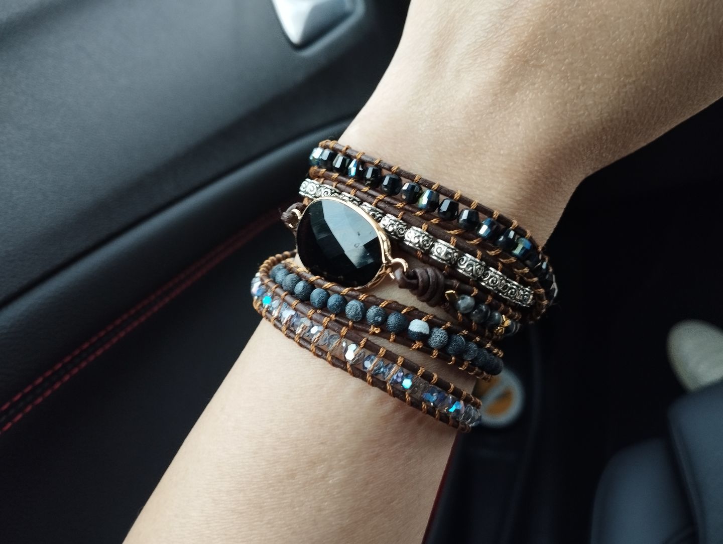 Customer photo review of Onyx Moonlight Protection Wrap Bracelet