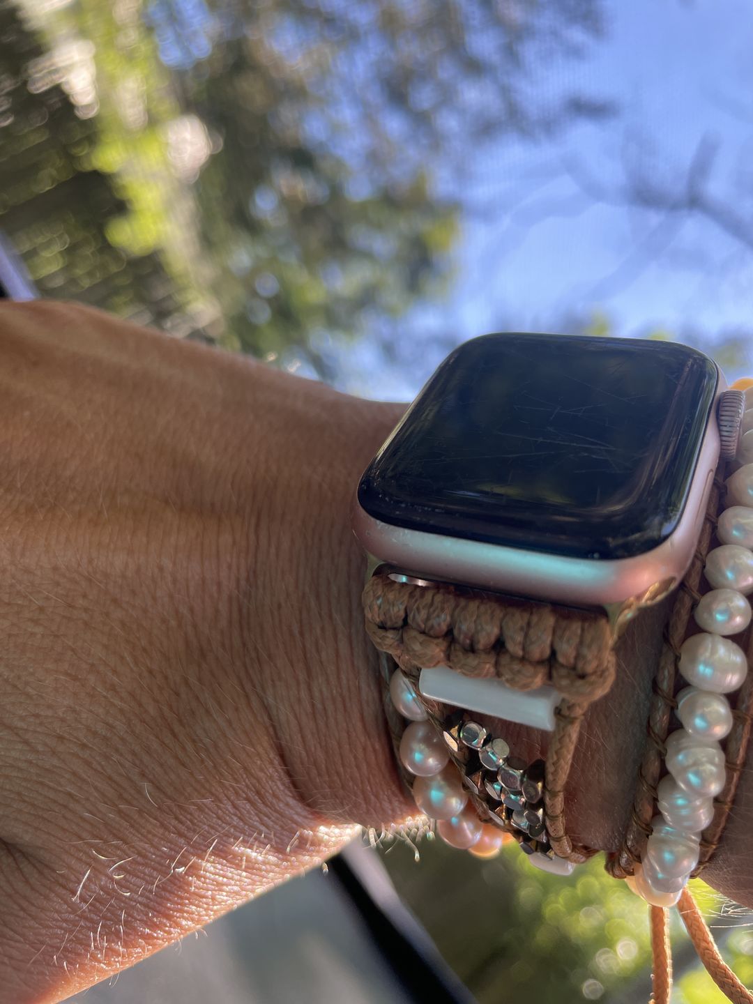 Customer photo review of Graceful Freshwater Pearl Apple Watch Strap