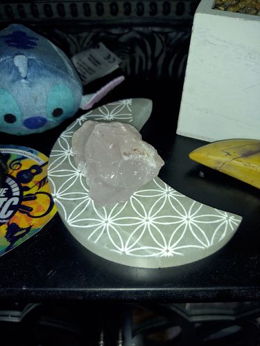 Customer photo review of Flower of Life Moon Charging Plate (Satin Spar)