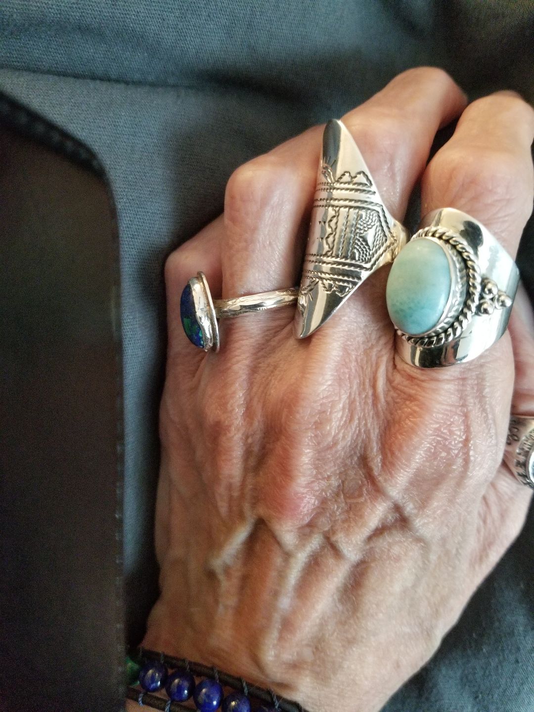 Customer photo review of Larimar Sterling Silver Boho Ring for Women