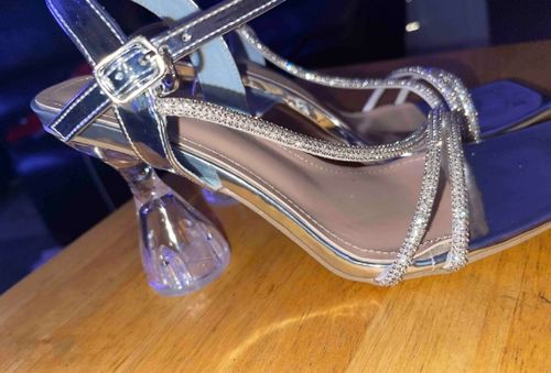 Customer photo review of Double Straps Smart Rhinestone Heels