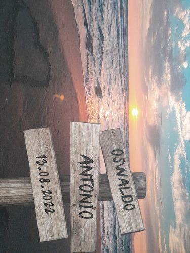 Customer photo review of Lienzo personalizado Corazon en la Playa