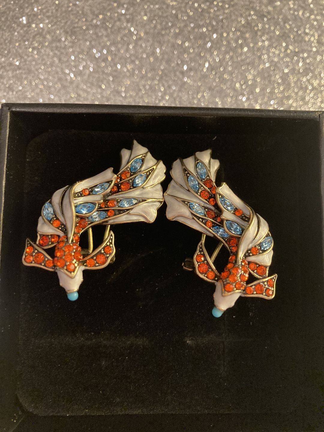 Customer photo review of HEIDI DAUS®"Queen Koi" Enamel &  Crystal Fish Button Earrings