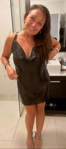 Customer photo review of Lavender Cross Back Mini Dress