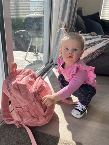Customer photo review of Corduroy Backpack - Light Blush