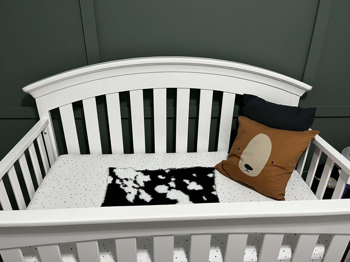 Customer photo review of Black & White Cow Print Lovey Baby Blanket