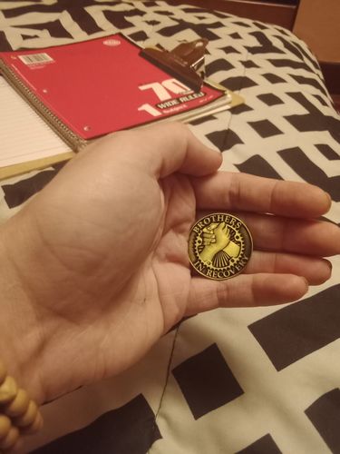 Customer photo review of Brothers in Recovery AA/NA Sobriety Medallion - Bronze