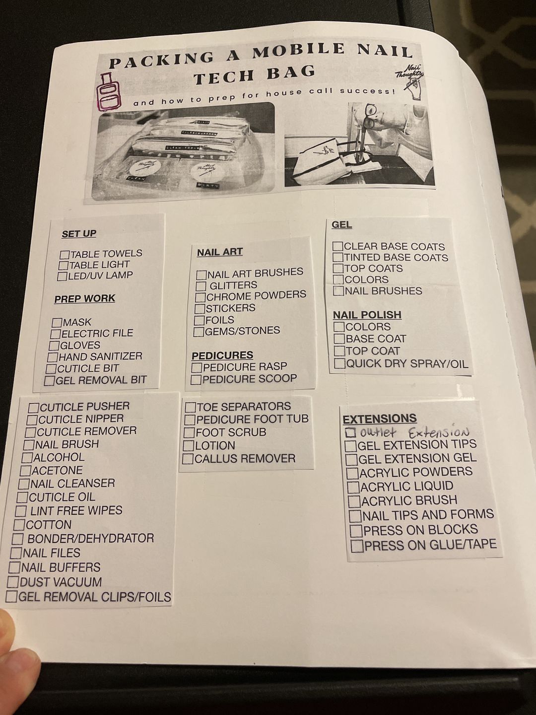 Customer photo review of Mobile Nail Tech Packing Checklist Template!