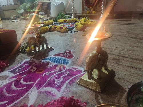 Customer photo review of Elephant Brass Lamp - Yaani Vilakku - Kartigai Deepam (Pack of 2)