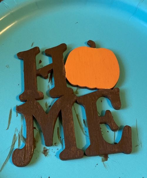 Customer photo review of Unfinished Wood HOME Pumpkin Shape - Craft - up to 36" DIY