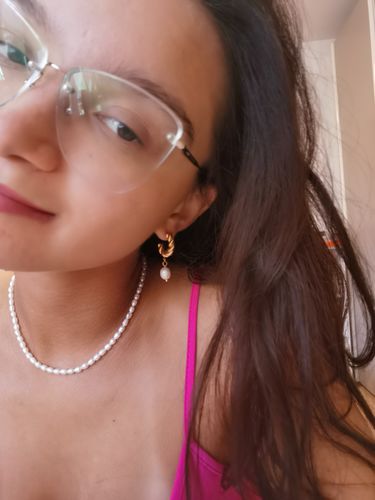 Customer photo review of Freshwater Pearl Drop Earrings