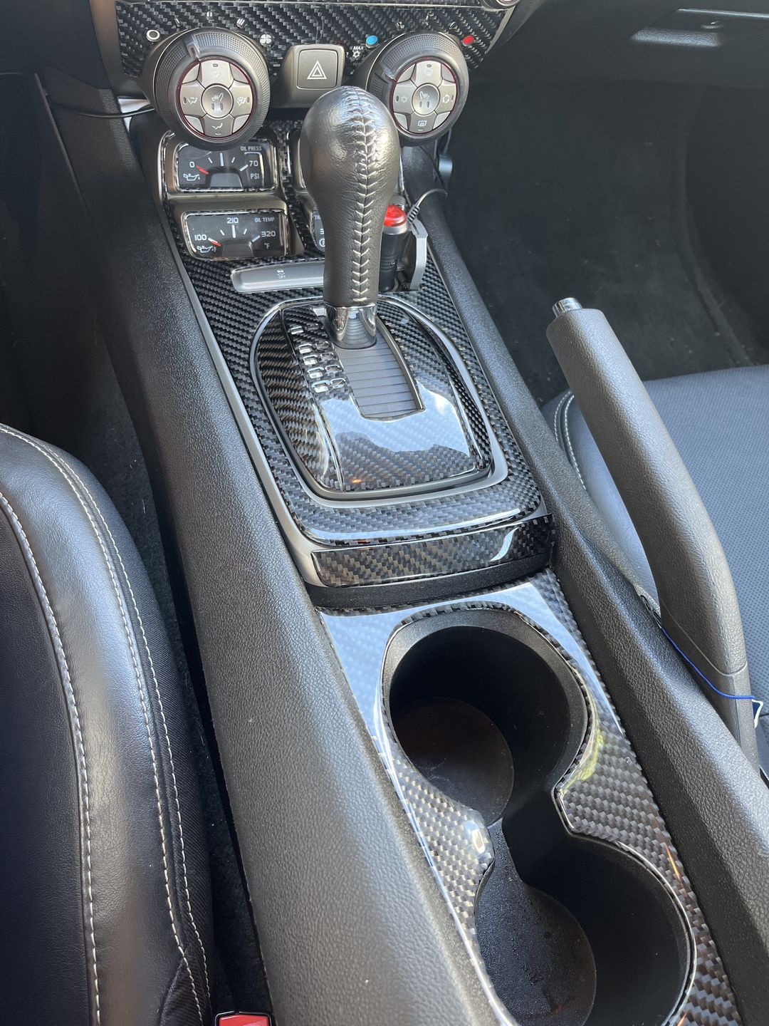 Customer photo review of Carbon Fiber Center Console Overlay for  Chevrolet Camaro 2010-2015