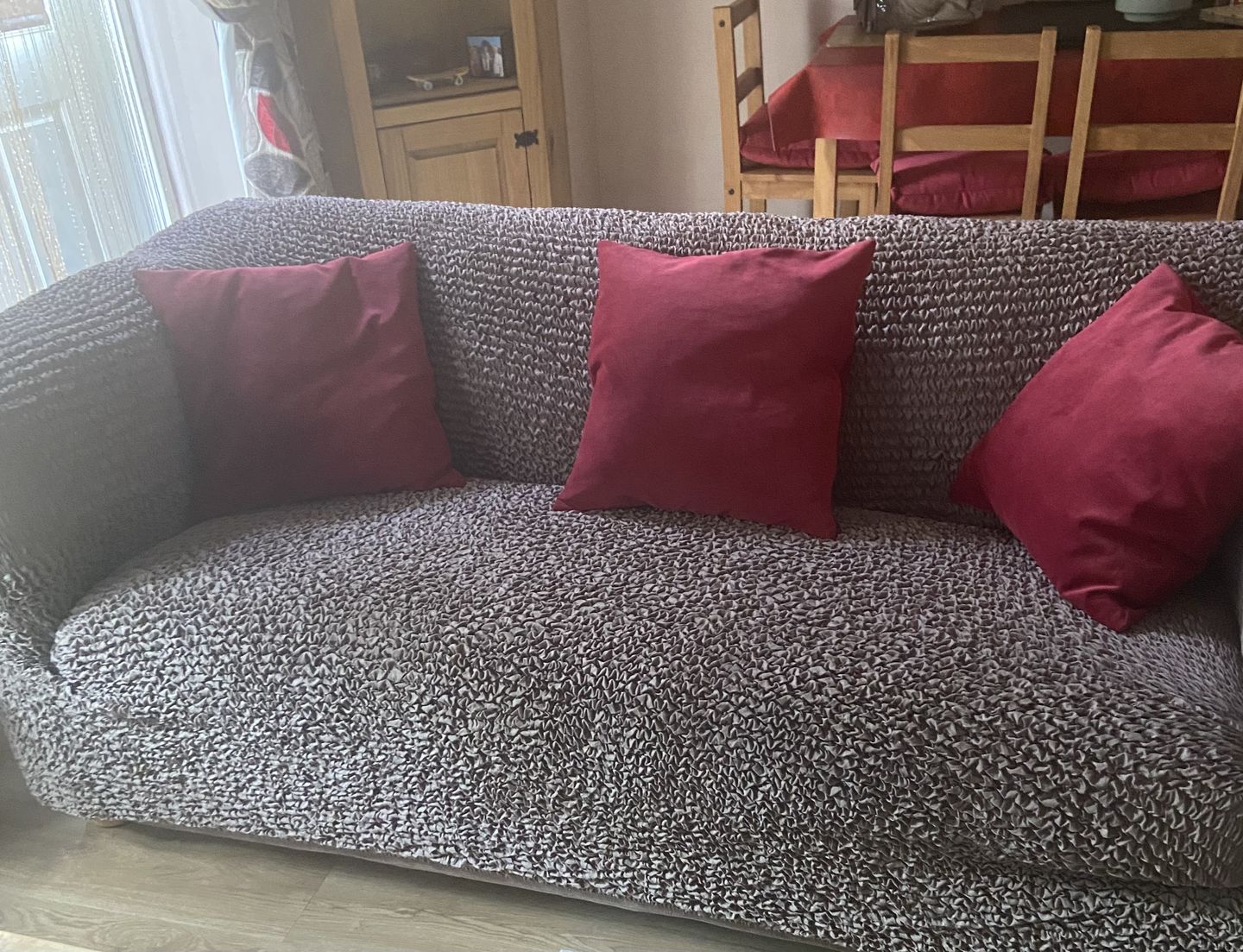 Customer photo review of 2 Seater Recliner Sofa Cover - Blue, Velvet