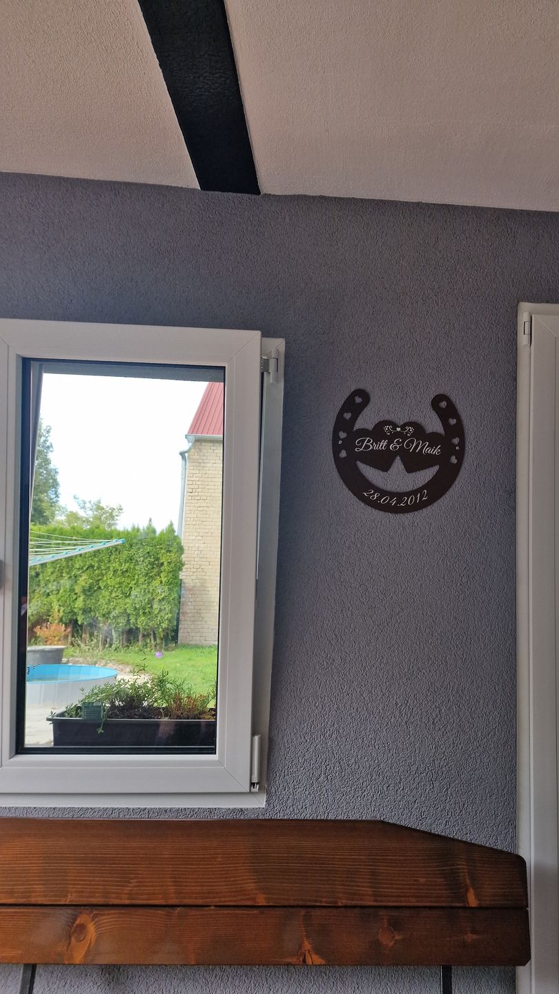 Customer photo review of Glückshufeisen aus edlem Stahl noble Design (personalisierbar) - ausgefallenes Hochzeitsgeschenk