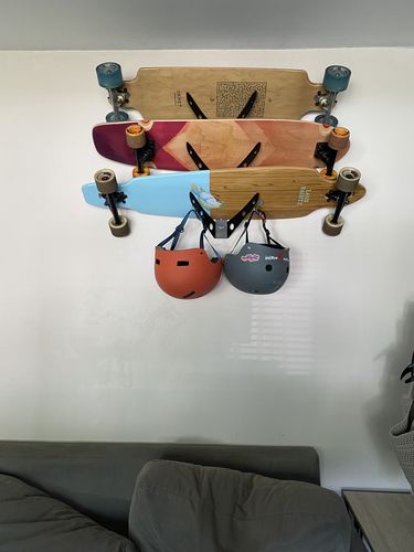 Customer photo review of Skateboard Rack for 1, 2 or 3 Skate Decks