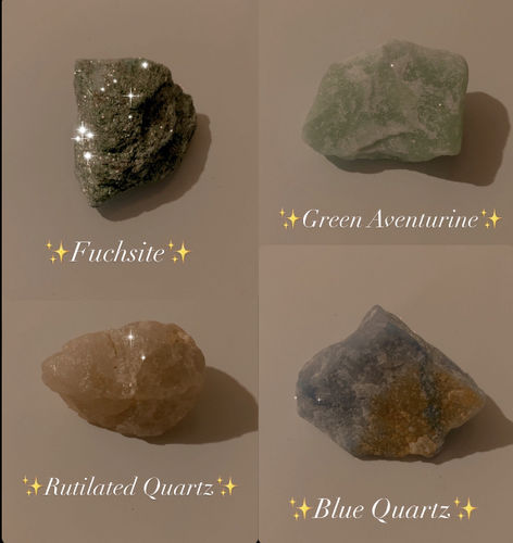 Customer photo review of 4 Piece Rough Crystal Set: Good Luck, Relaxation, Manifestation, Self-Worth