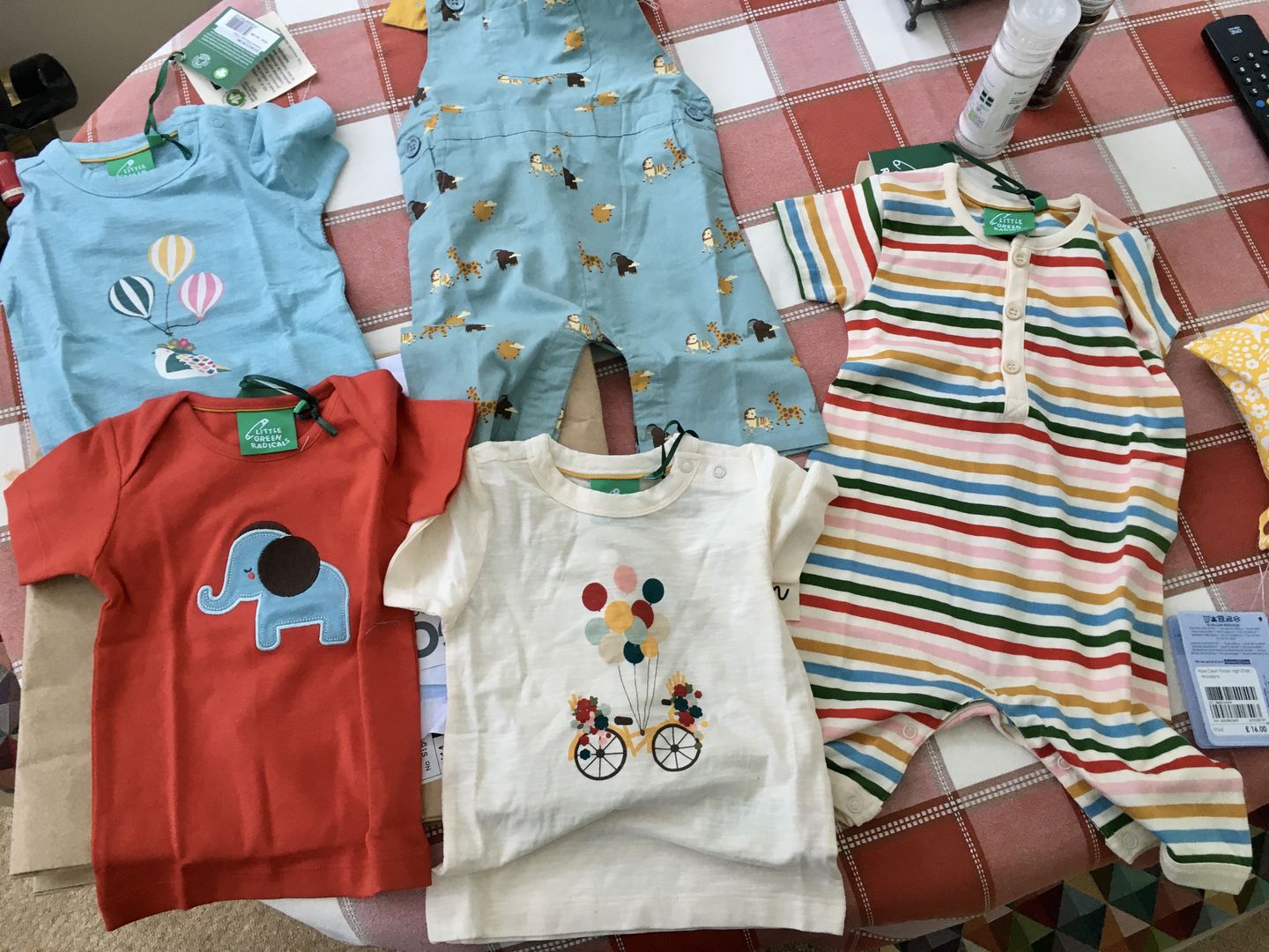 Customer photo review of Rainbow Striped Organic Romper Playsuit
