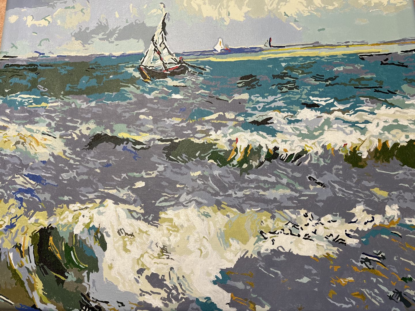 Customer photo review of The Sea at Les Saintes - Vincent Van Gogh - Paint by Numbers