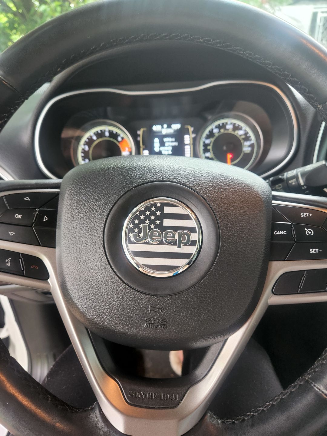 Customer photo review of American Flag Steering Wheel Decal for Jeep