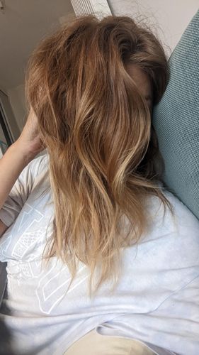 Customer photo review of Notre soin éclaircissant pour des cheveux rayonnants en moins de 5 minutes