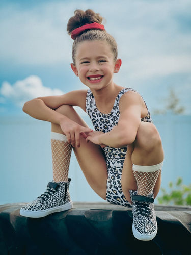 Customer photo review of [Black + White Leopard] High Top Sneakers