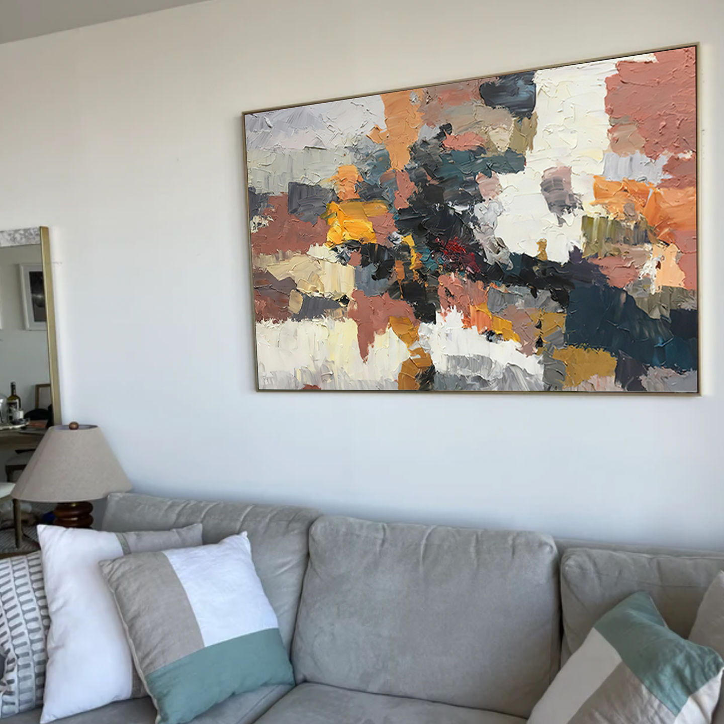 Customer photo review of ABSTRACT PAINTING, COLORFUL CLOUDY, HAND-PAINTED CANVAS