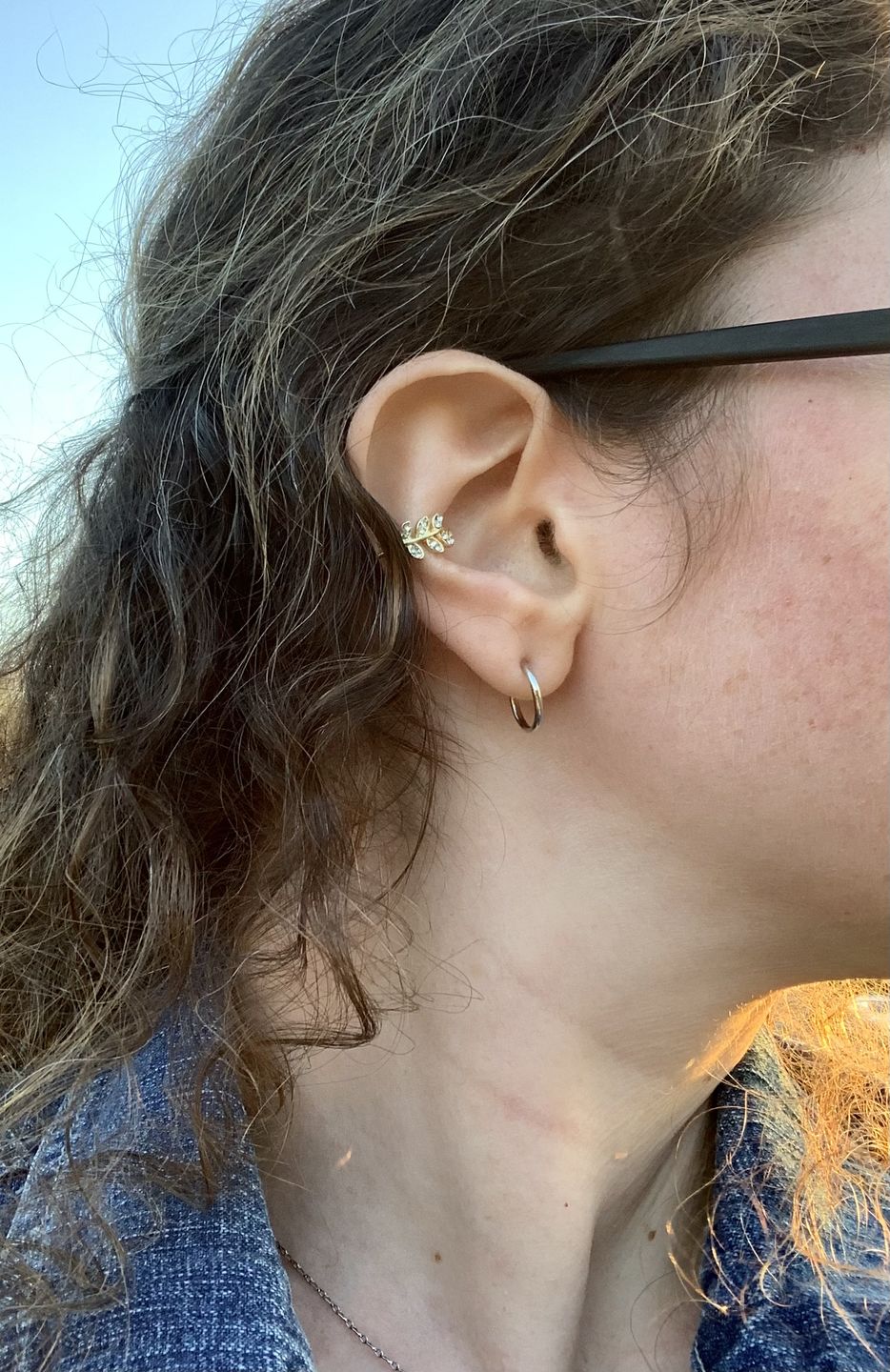 Customer photo review of Tiny Hoop Clip On Earrings in Silver