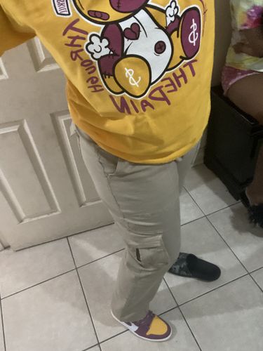 Customer photo review of Jordan 1 Retro High OG Brotherhood DopeSkill University Gold T-shirt BEAN Graphic