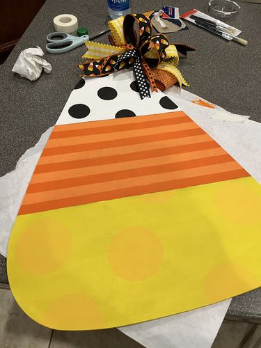 Customer photo review of 1.5"X10Yd Mini Candy Corn Black/Wht/Ylw/Org RGC199702