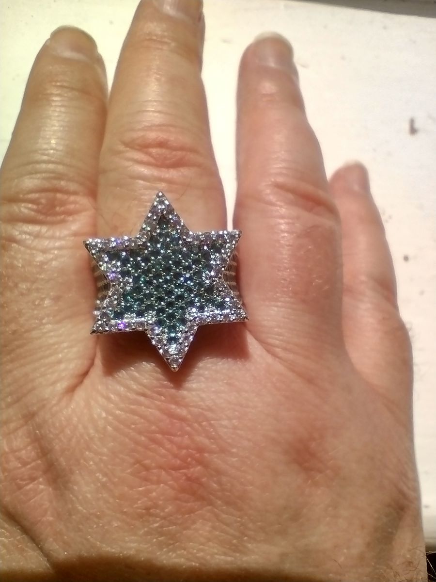 Customer photo review of Blue Iced Star Ring - White Gold