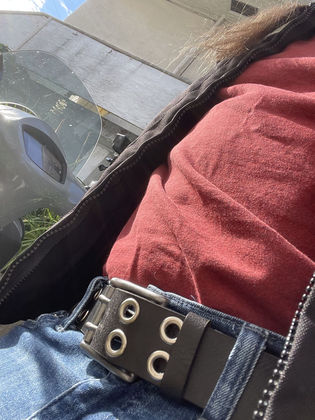 Customer photo review of The Brixton Belt - Black Double Grommet 100 % Full Grain Leather Belt