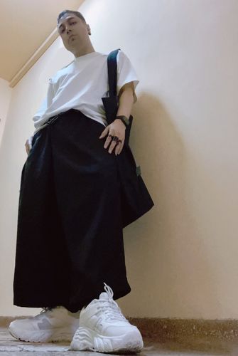 Customer photo review of Pleated Straight-leg Pants