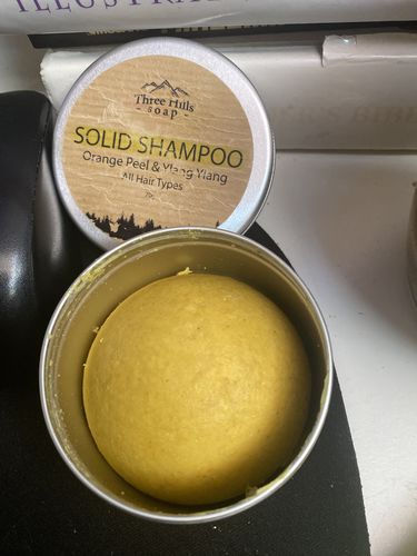 Customer photo review of Shampoo Bar for All Hair Types – Orange Peel and Ylang Ylang