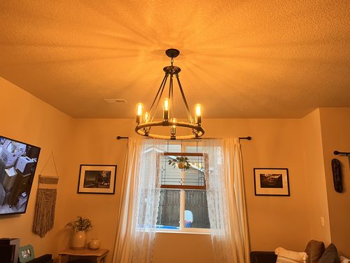 Customer photo review of Vintage Hemp Rope Wheel Chandelier