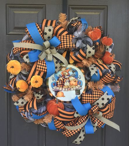 Customer photo review of 1.5"X10Yd Small Harlequin On Royal Orange/Black RGC1733HW