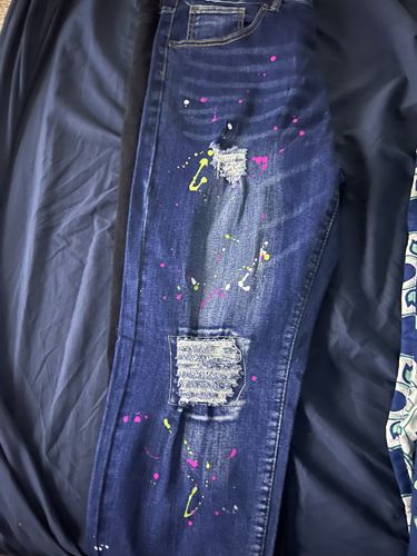 Customer photo review of Split Two Tone Denim (Black-Blue)