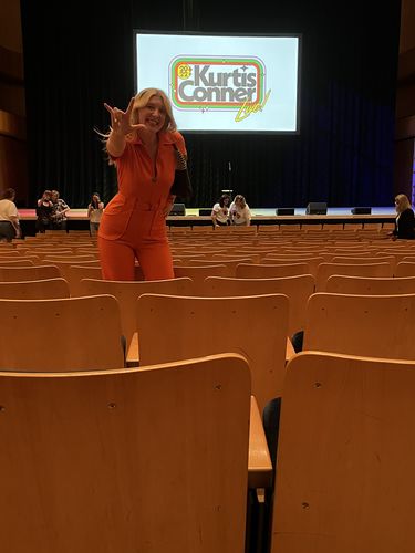 Customer photo review of The California Shake Jumpsuit in Tangerine