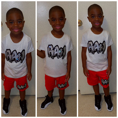 Customer photo review of Kids RAW Drip Silver Bling Crew Neck and Cotton Shorts Set