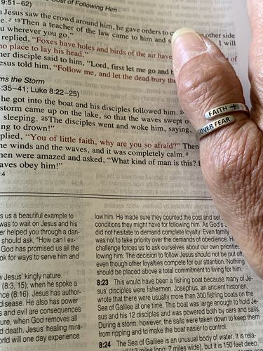 Customer photo review of "FAITH OVER FEAR" Sterling Silver Cross Ring