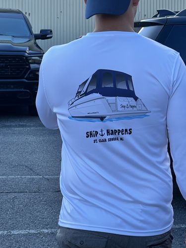 Customer photo review of Dri-Fit Custom Boat Shirts (Front & Back)