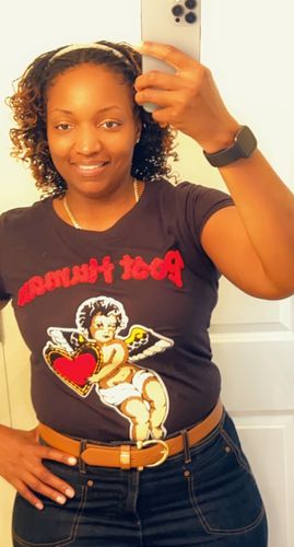 Customer photo review of Post Human Angel Chenille Crew Neck T-Shirts