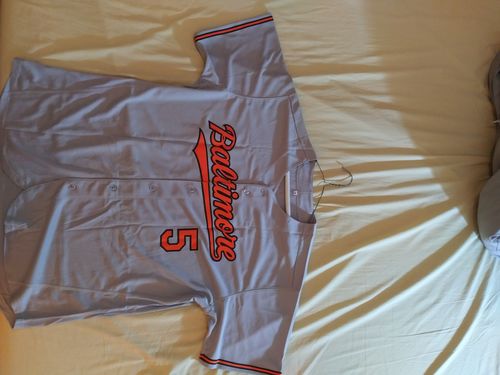 Customer photo review of Custom Gray Orange-Black Baseball Jersey