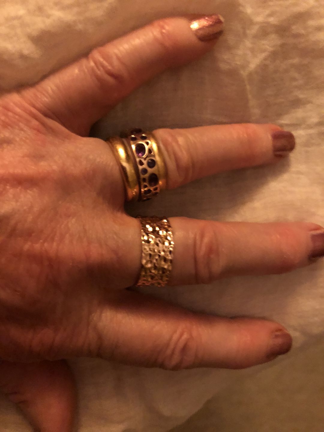 Customer photo review of Grecian Hammered Silver Stacking Ring