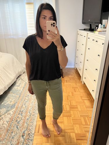Customer photo review of Bamboo V Neck Tee