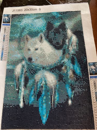 Customer photo review of Black &  White Wolf - Premium Diamond Painting Kit