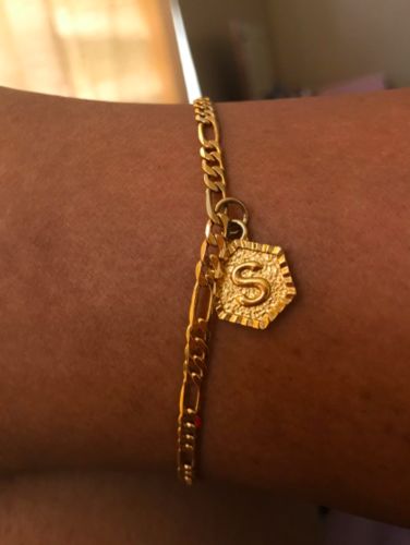 Customer photo review of Vintage Initial Anklet