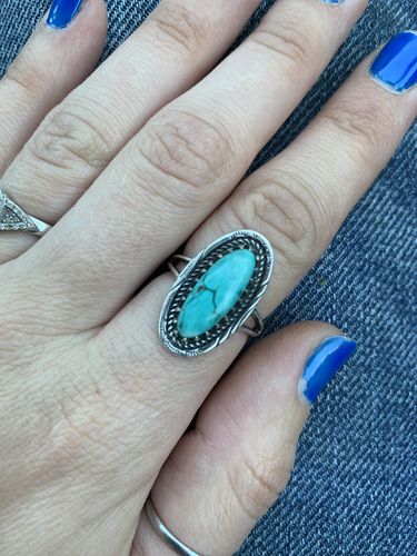 Customer photo review of Southwestern Style Real Turquoise Ring Sterling Silver