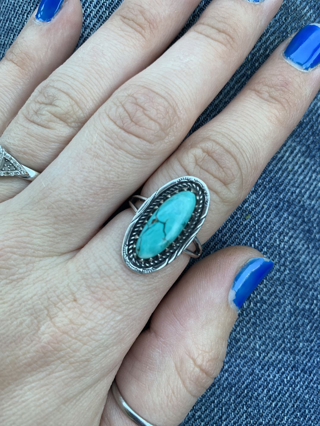 Customer photo review of Southwestern Style Real Turquoise Ring Sterling Silver